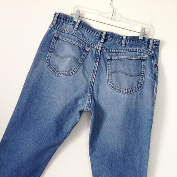 Vintage Lee Jeans Distressed Straight Leg 38 / 34 - Picture 4 of 16